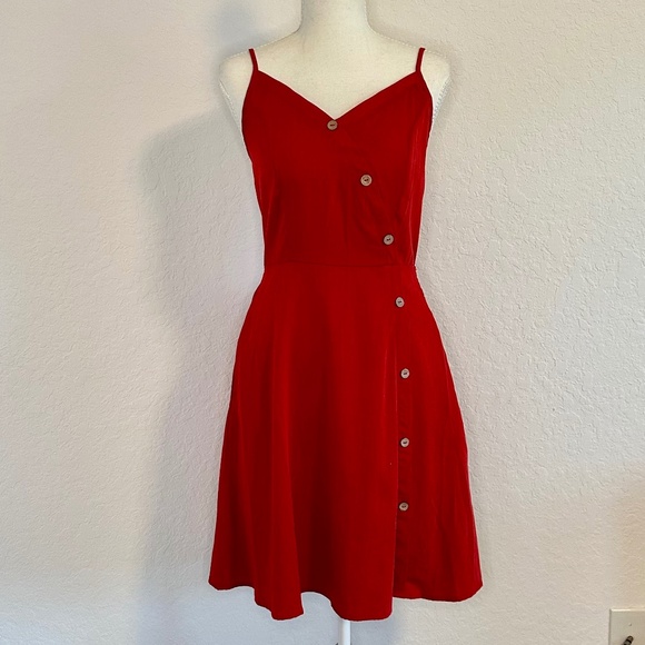 Dresses & Skirts - Red V-Neckline Spaghetti-Strap Mini Dress, Size S